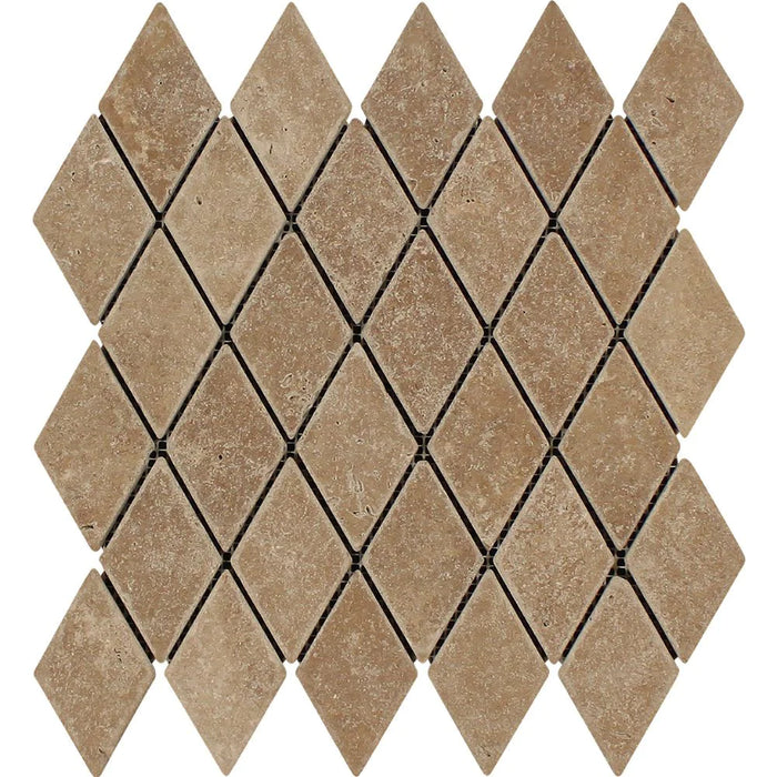 Noce Travertine 2x4 Diamond Tumbled Mosaic tile sheet