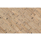 Detailed view of Noce Travertine strip layout and texture