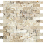 Philadelphia Travertine 1x2 split face mosaic tile sheet