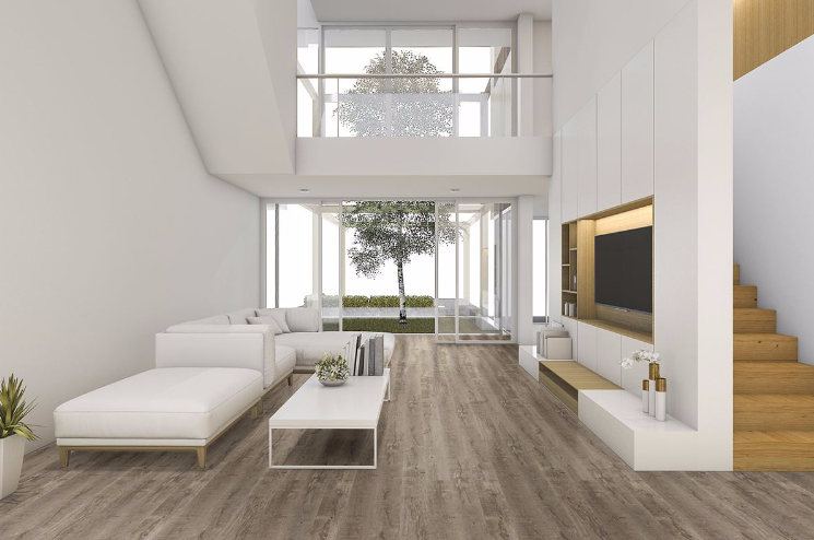 Close-up of Ryder LVT surface with dark knots and authentic wood grain texture