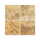 Flat view of Scabos Travertine 6x6 Tumbled Tile showing earthy color variation