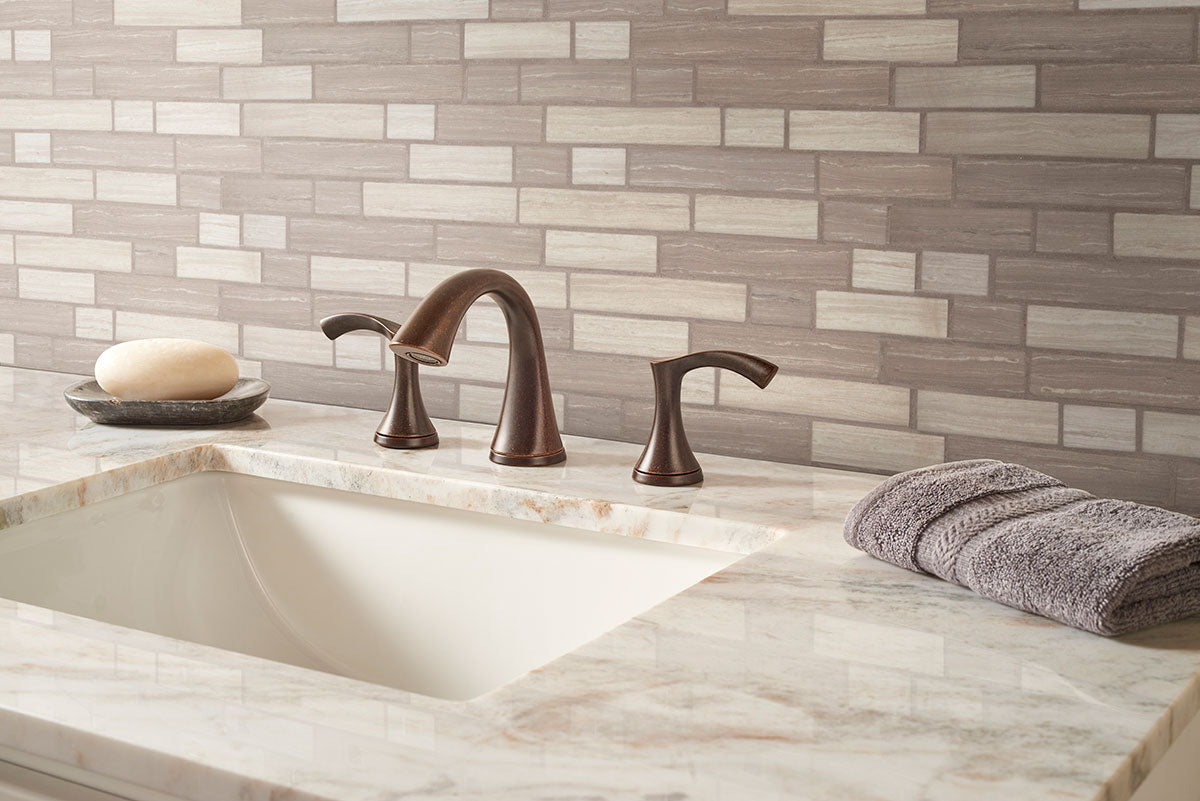 Close-up of Silva Oak Mosaic showing recycled glass texture and directional woodgrain veining