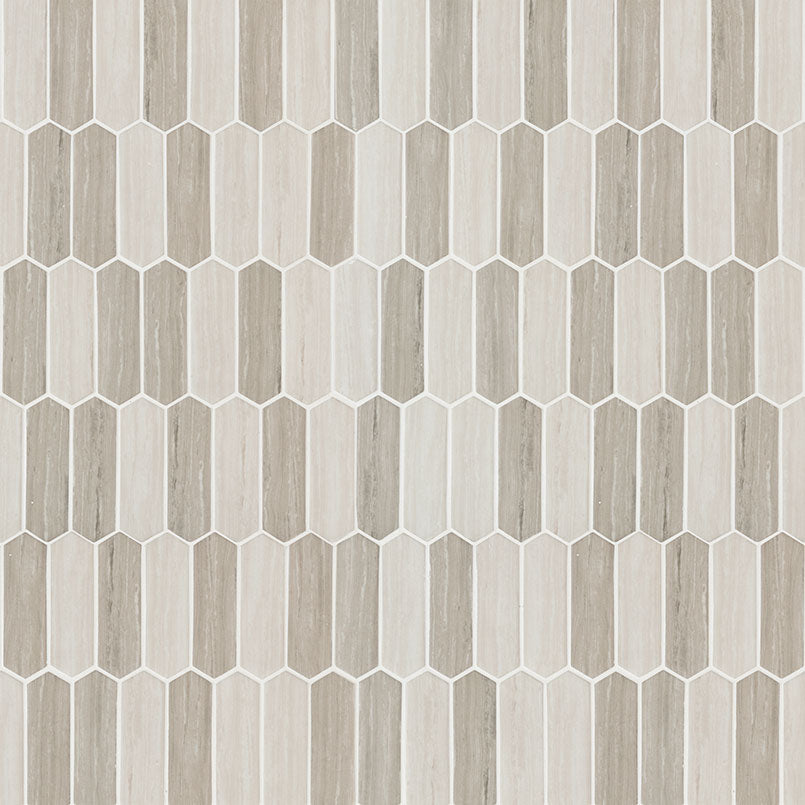 Close-up of Silva Oak recycled glass mosaic showing directional woodgrain texture and matte finish