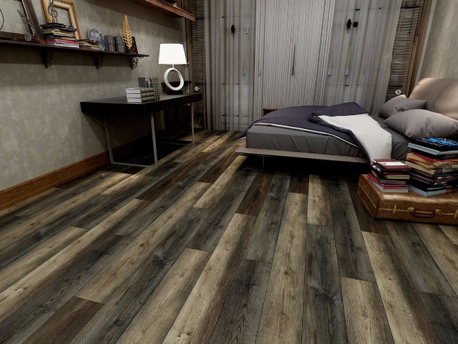 Close-up detail of Stable LVT showing textured surface and realistic graining