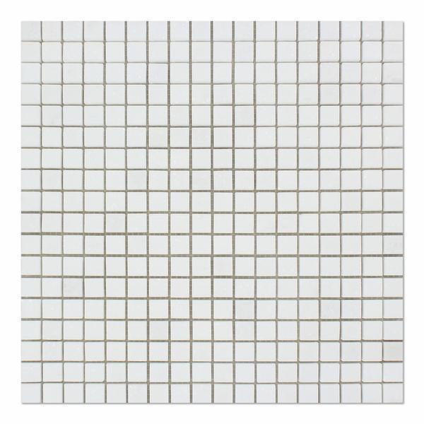 Flat view of Thassos White 5/8"x5/8" mosaic in polished finish