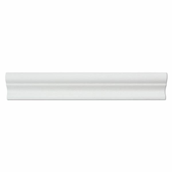 Flat view of Thassos White Crown Molding, polished finish, 2.5x12