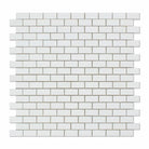 Flat view of Thassos White Mini Brick Marble Mosaic 5/8"x1 1/4", polished finish