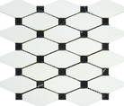 Flat view of Thassos White Octave Mosaic with Black Dots in polished finish, 12x12 sheet