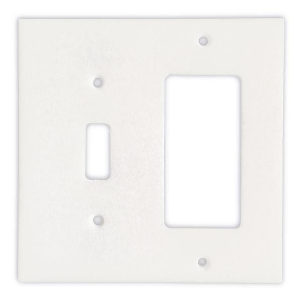 Thassos White Marble toggle rocker switch wall plate front view