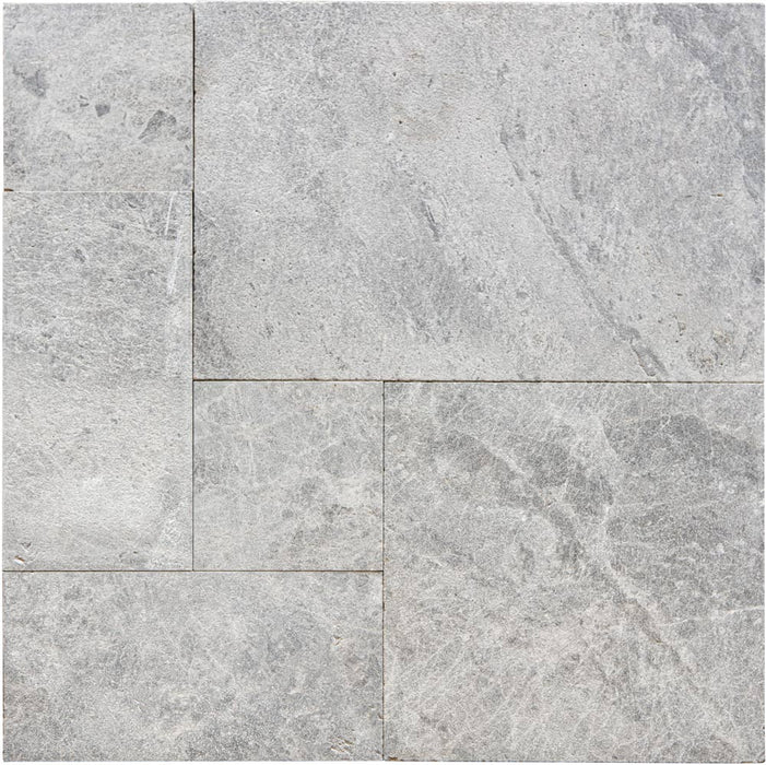 Tundra Gray Marble Paver in Versailles Pattern with sandblasted finish