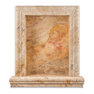 Close-up of honed Valencia Travertine niche piece showing soft matte texture and color variation