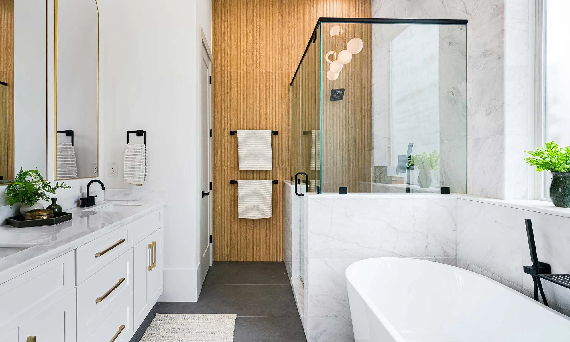 Bianco Mare Marble tile installation showing layered gray veining