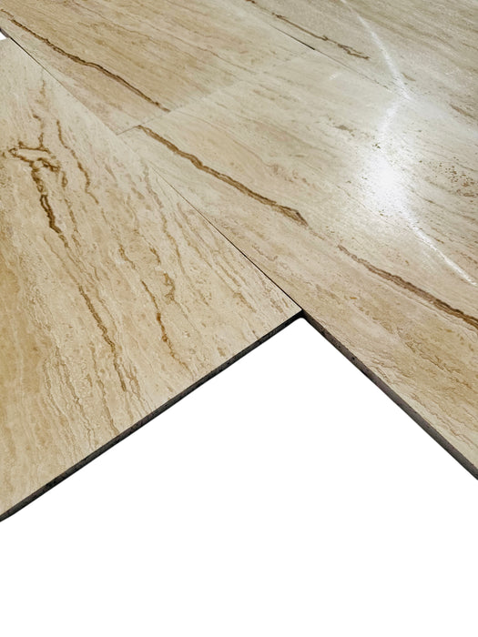 Wooden Veincut Travertine 12x24 Polished