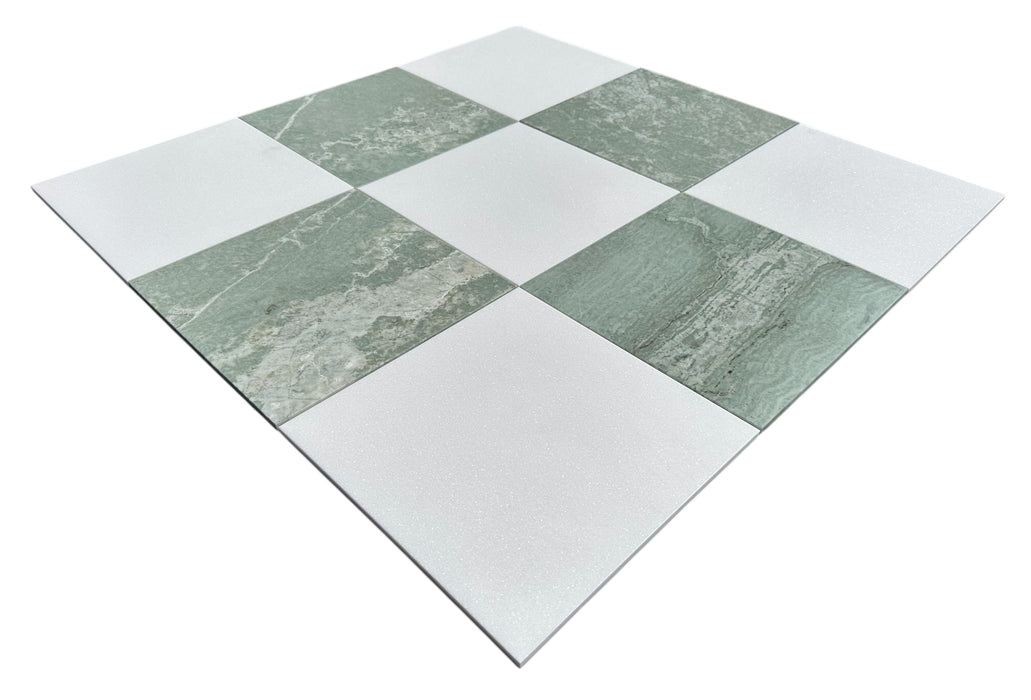 Checkerboard Ming Green and Thassos Marble