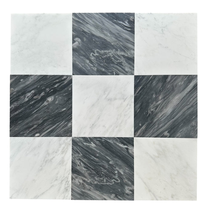 Checkerboard Nuvato and Statuary White Marble Tile