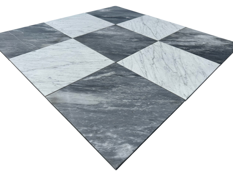 Checkerboard Carrara and Bardiglio Marble