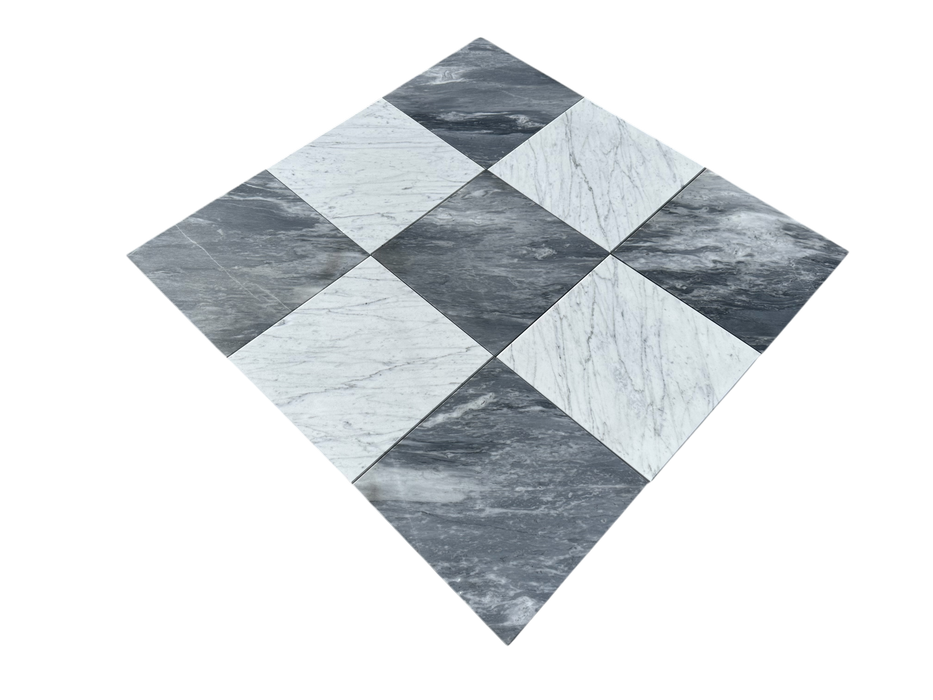 Checkerboard Carrara and Bardiglio Marble