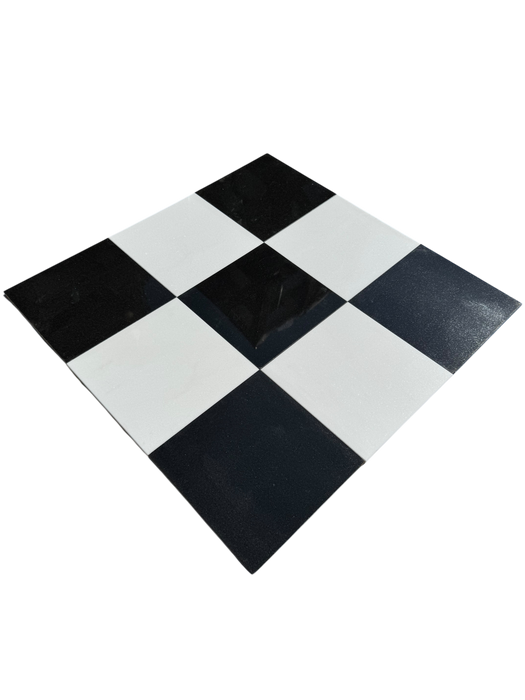 Checkerboard Thassos White Marble and Premium Black Granite Tile