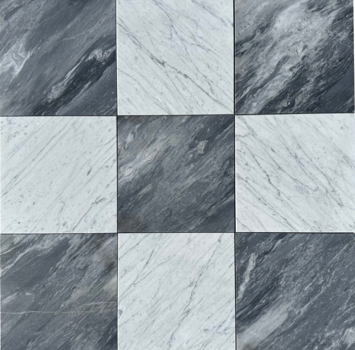 Checkerboard Carrara and Bardiglio Marble