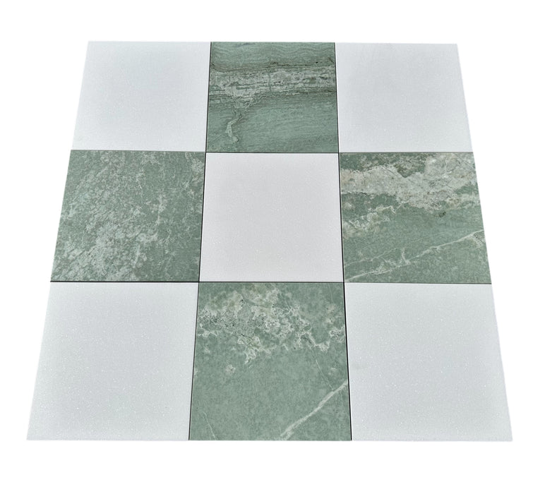 Checkerboard Ming Green and Thassos Marble