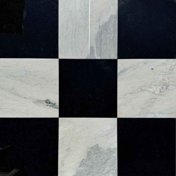 Checkerboard Danby Marble and Premium Black Granite Tile