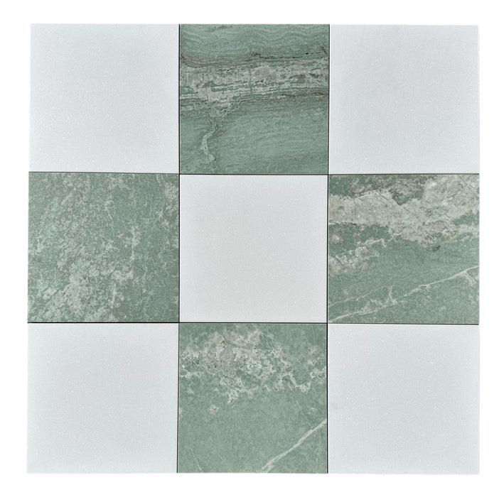 Checkerboard Ming Green and Thassos Marble