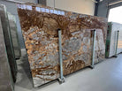 Copper River Marble Slab in polished finish showing copper, bronze, and gray tones