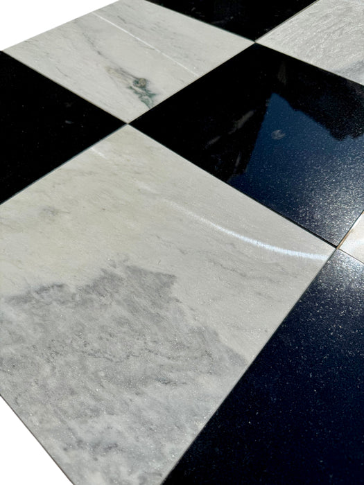 Checkerboard Danby Marble and Premium Black Granite Tile