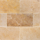 Close-up of Angelica Gold Travertine 12x24 tile with honed finish