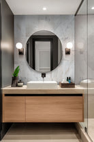 Arabescato Venato Milano Ribbo Marble installed on bathroom wall with honed finish