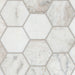 Flat view of Arabescato Venato White 5 inch Hexagon Honed Marble Tile with mesh backing