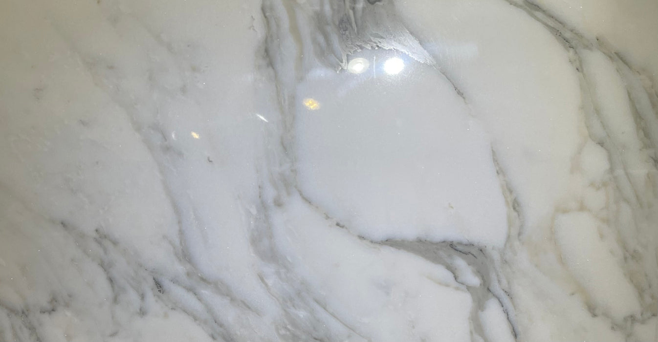 Flat view of Calacatta 12x24 Marble Tile in polished finish