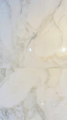 Close-up of Calacatta 18x18 Marble Tile highlighting polished surface and natural veining