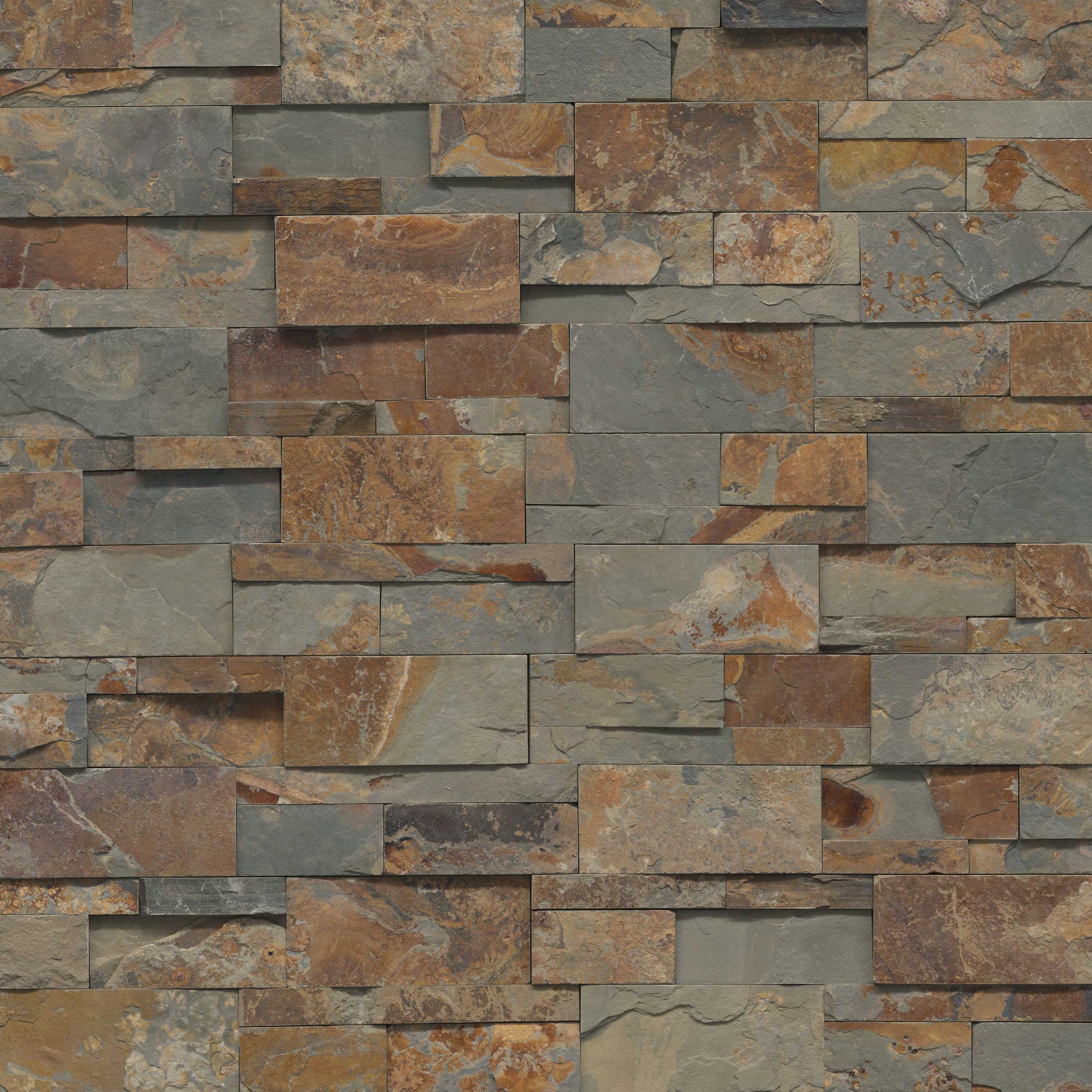 Flat view of California Gold XL Stacked Stone Panel, 9x24 slate with split-face finish