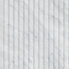 Flat view of Carrara White Valentino Fluto Marble Tile, 12x24 honed with concave ribbed design