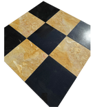 Checkerboard tile 12x12 with polished Calacatta Caldia and Giallo Reale marble squares