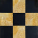 Checkerboard tile 12x12 with polished Calacatta Caldia and Giallo Reale marble squares