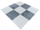Flat view of Checkerboard Dolomite and Bardiglio Marble Tile, 12x12 polished with white and gray squares