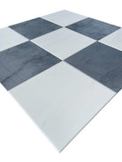 Flat view of Checkerboard Dolomite and Bardiglio Marble Tile, 12x12 polished with white and gray squares