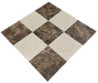 Close-up of Checkerboard Cream Nouva and Dark Emperador marble tiles with polished finish