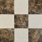 Checkerboard Marble Tile 12x12 with Cream Nouva and Dark Emperador marble squares