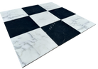 Flat view of Checkerboard Marble Tile with alternating Statuary White and Nero Marquina, 12x12 polished finish
