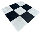 Flat view of Checkerboard Marble Tile with alternating Statuary White and Nero Marquina, 12x12 polished finish