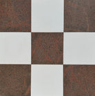Checkerboard 12x12 tile with Thassos white marble and Bordeaux granite in polished finish