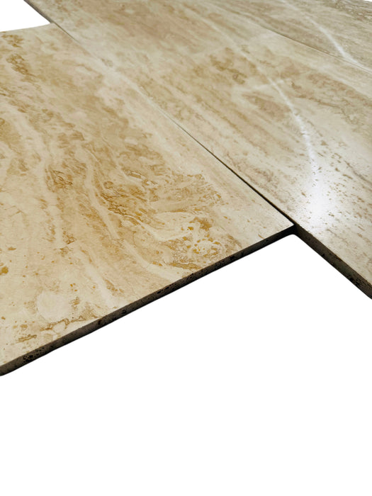 Classic Vein-Cut Travertine 12x24 Polished Tile