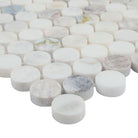 Edge of Cloudland Round Pattern Mosaic showing polished finish and unique round marble design
