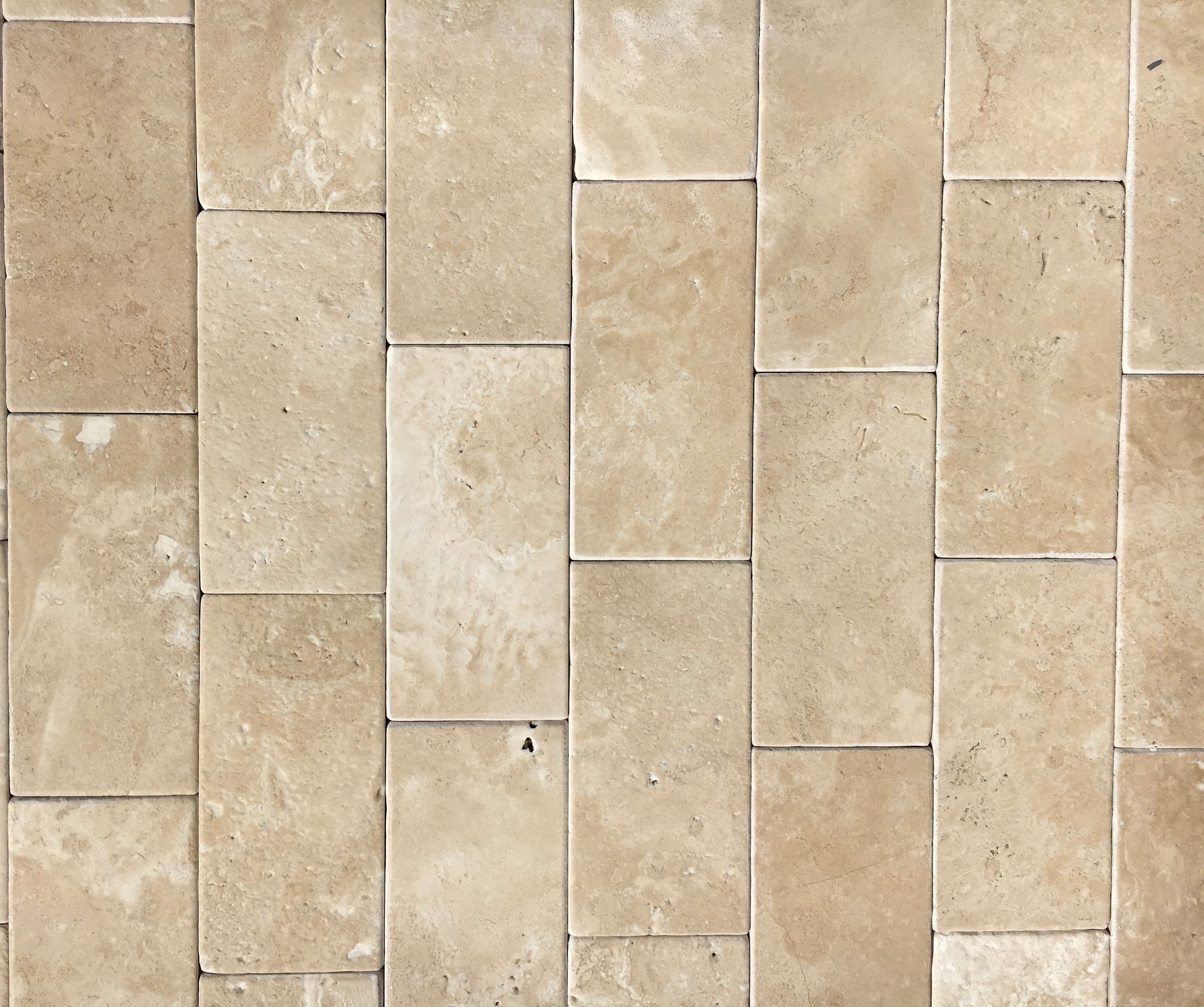 Flat view of Durango Travertine in tumbled finish, 4x8 tile