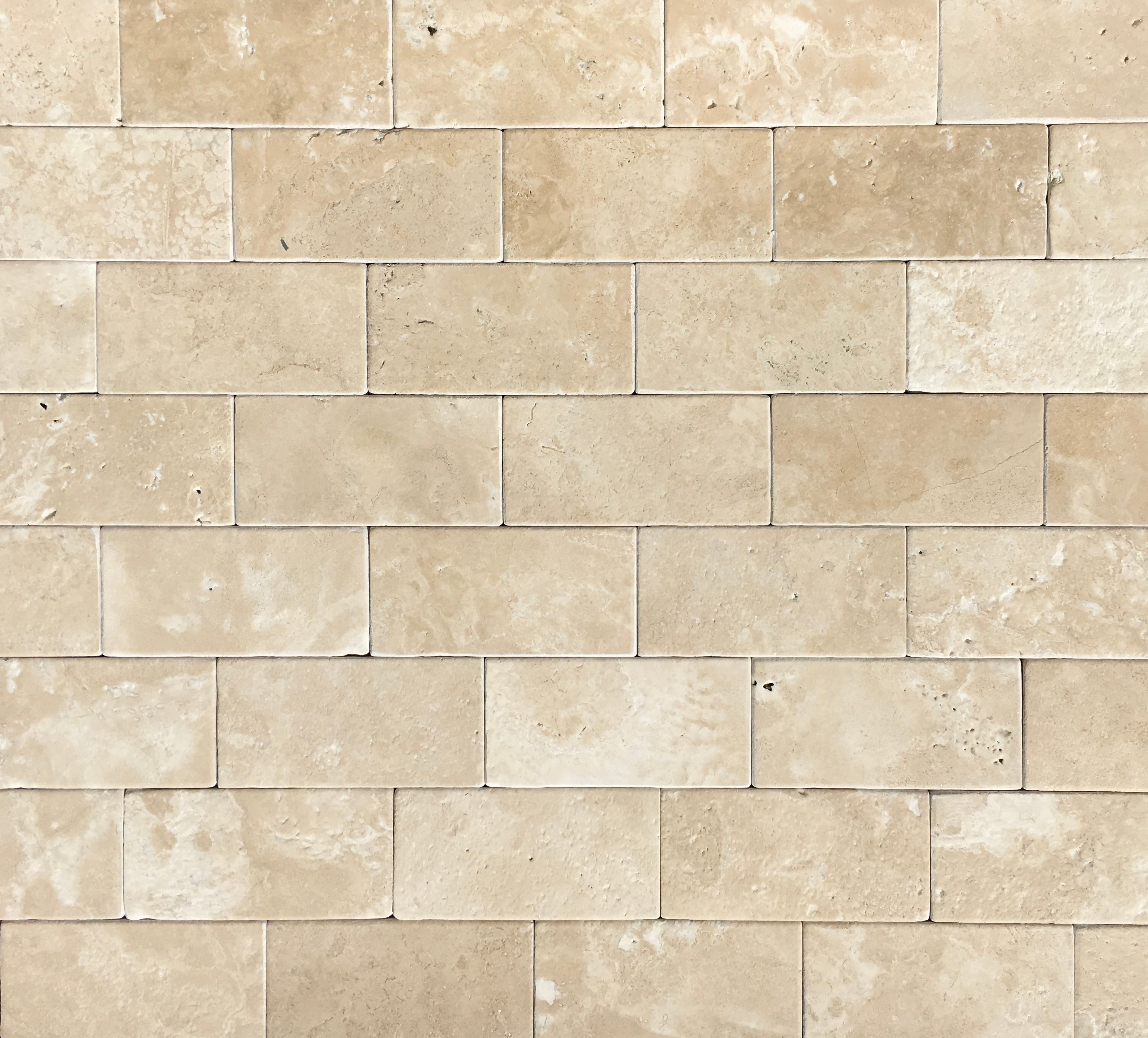 Flat view of Durango Travertine in tumbled finish, 4x8 tile
