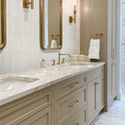 Gems Bianco Fluted Tiles installed on bathroom wall with seamless grout finish