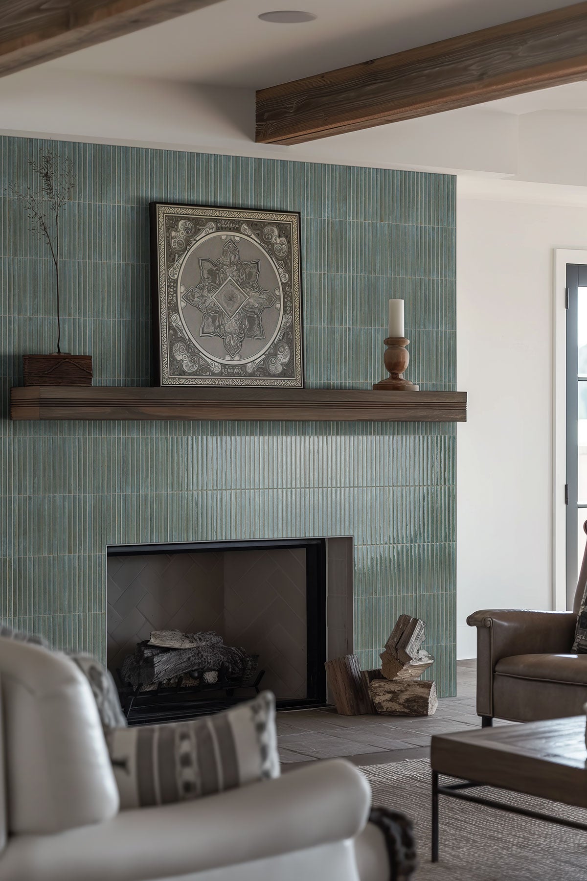 Gems Caraibi Fluted Tiles installed on accent wall with seamless grout finish